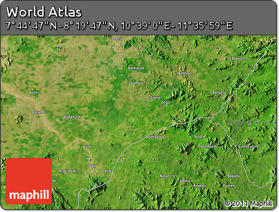 Satellite Map of the Area around 8° 2' 17" N, 11° 7' 30" E