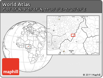 Blank Location Map of the Area around 8° 2' 17" N, 11° 58' 29" E