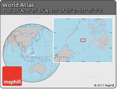 Gray Location Map of the Area around 8° 2' 17" N, 120° 46' 30" E