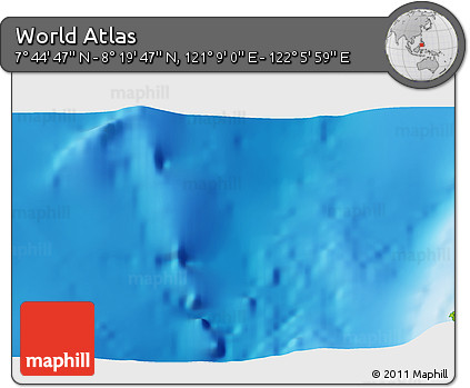 Physical 3D Map of the Area around 8° 2' 17" N, 121° 37' 30" E