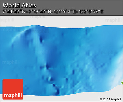 Physical 3D Map of the Area around 8° 2' 17" N, 121° 37' 30" E