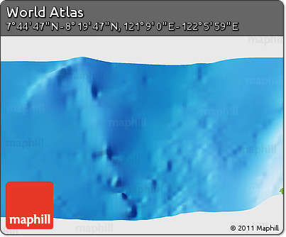 Physical 3D Map of the Area around 8° 2' 17" N, 121° 37' 30" E