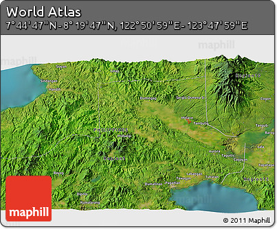 Satellite 3D Map of the Area around 8° 2' 17" N, 123° 19' 29" E