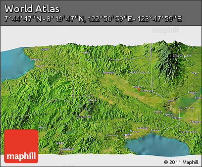 Satellite 3D Map of the Area around 8° 2' 17" N, 123° 19' 29" E