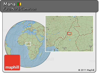 Savanna Style Location Map of Mana, hill shading