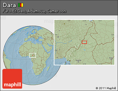 Savanna Style Location Map of Dara, hill shading