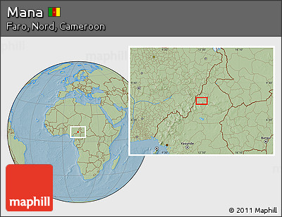 Savanna Style Location Map of Mana, hill shading
