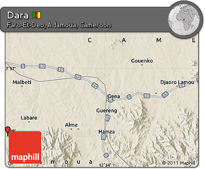 Shaded Relief Map of Dara