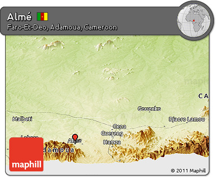 Physical Panoramic Map of Almé