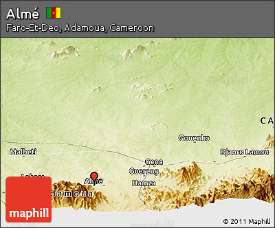 Physical Panoramic Map of Almé
