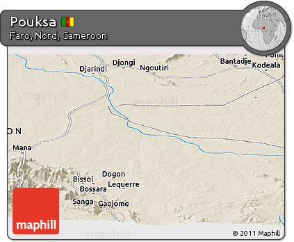 Shaded Relief Panoramic Map of Pouksa