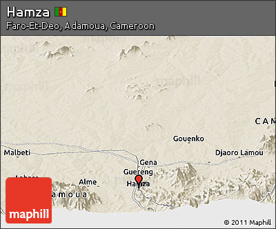 Shaded Relief Panoramic Map of Hamza