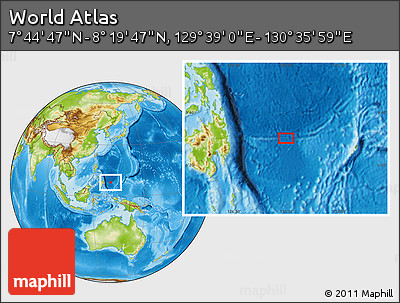 Physical Location Map of the Area around 8° 2' 17" N, 130° 7' 30" E