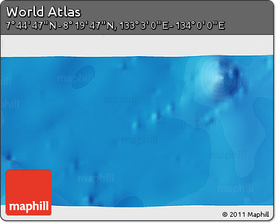 Political 3D Map of the Area around 8° 2' 17" N, 133° 31' 30" E