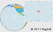 Political Location Map of the area around 8° 2' 17" N, 134° 13' 29" W