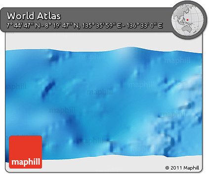 Physical 3D Map of the Area around 8° 2' 17" N, 136° 4' 29" E