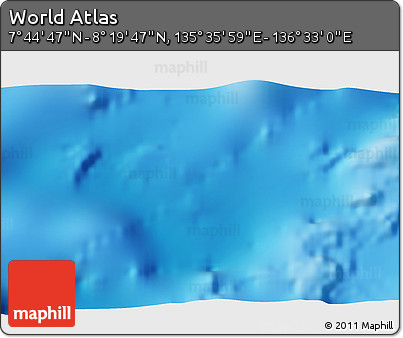 Physical 3D Map of the Area around 8° 2' 17" N, 136° 4' 29" E