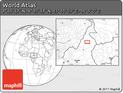 Blank Location Map of the Area around 8° 2' 17" N, 13° 40' 30" E