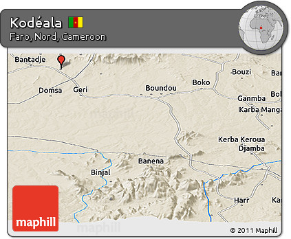 Shaded Relief Panoramic Map of Kodéala