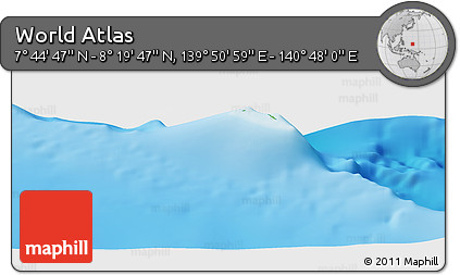 Physical Panoramic Map of the Area around 8° 2' 17" N, 140° 19' 29" E