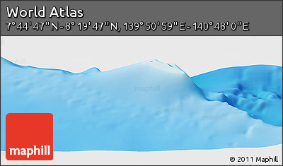 Physical Panoramic Map of the Area around 8° 2' 17" N, 140° 19' 29" E