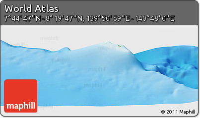 Physical Panoramic Map of the Area around 8° 2' 17" N, 140° 19' 29" E