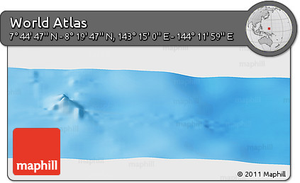 Physical Panoramic Map of the Area around 8° 2' 17" N, 143° 43' 29" E