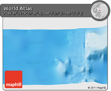 Physical 3D Map of the Area around 8° 2' 17" N, 144° 34' 29" E
