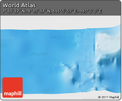 Physical 3D Map of the Area around 8° 2' 17" N, 144° 34' 29" E