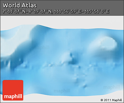 Physical 3D Map of the Area around 8° 2' 17" N, 145° 25' 30" E