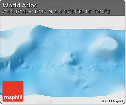 Physical 3D Map of the Area around 8° 2' 17" N, 145° 25' 30" E