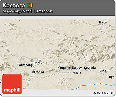 Shaded Relief Panoramic Map of Kochoro