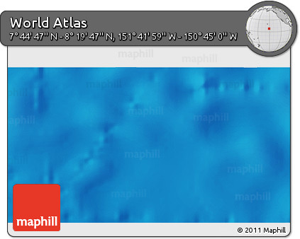 Shaded Relief 3D Map of the Area around 8° 2' 17" N, 151° 13' 29" W