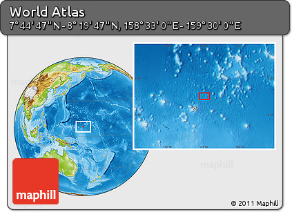 Physical Location Map of the Area around 8° 2' 17" N, 159° 1' 30" E