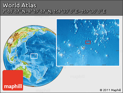 Physical Location Map of the Area around 8° 2' 17" N, 159° 1' 30" E