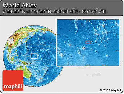 Physical Location Map of the Area around 8° 2' 17" N, 159° 1' 30" E