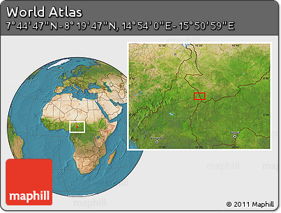 Satellite Location Map of the Area around 8° 2' 17" N, 15° 22' 30" E