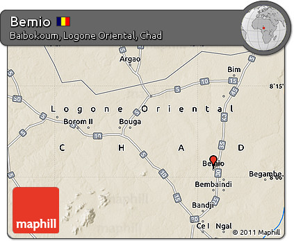 Shaded Relief Map of Bemio