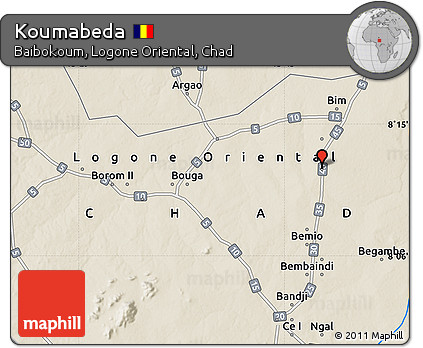Shaded Relief Map of Koumabeda