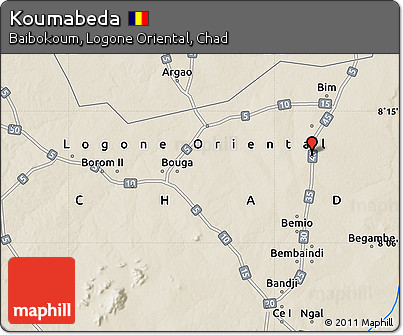 Shaded Relief Map of Koumabeda