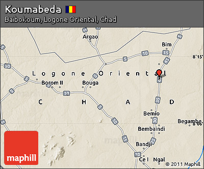 Shaded Relief Map of Koumabeda