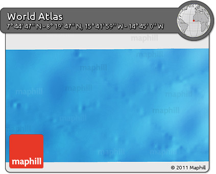 Shaded Relief 3D Map of the Area around 8° 2' 17" N, 15° 13' 29" W