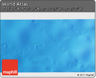 Shaded Relief 3D Map of the Area around 8° 2' 17" N, 15° 13' 29" W