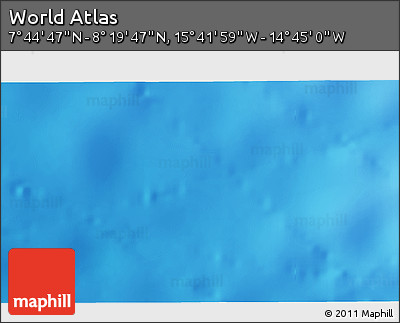 Shaded Relief 3D Map of the Area around 8° 2' 17" N, 15° 13' 29" W