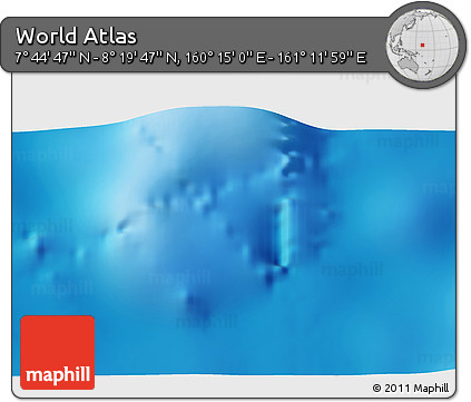 Physical 3D Map of the Area around 8° 2' 17" N, 160° 43' 29" E