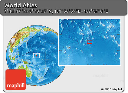 Physical Location Map of the Area around 8° 2' 17" N, 162° 25' 30" E
