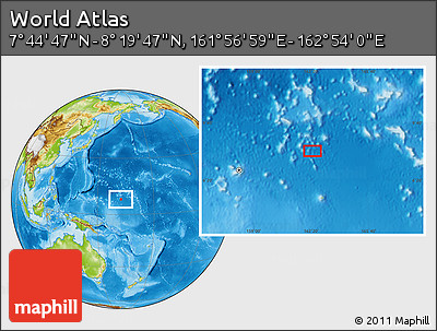 Physical Location Map of the Area around 8° 2' 17" N, 162° 25' 30" E