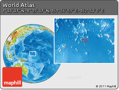 Physical Location Map of the Area around 8° 2' 17" N, 162° 25' 30" E