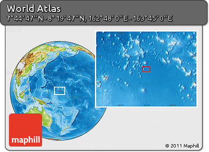 Physical Location Map of the Area around 8° 2' 17" N, 163° 16' 30" E