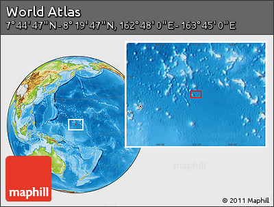 Physical Location Map of the Area around 8° 2' 17" N, 163° 16' 30" E